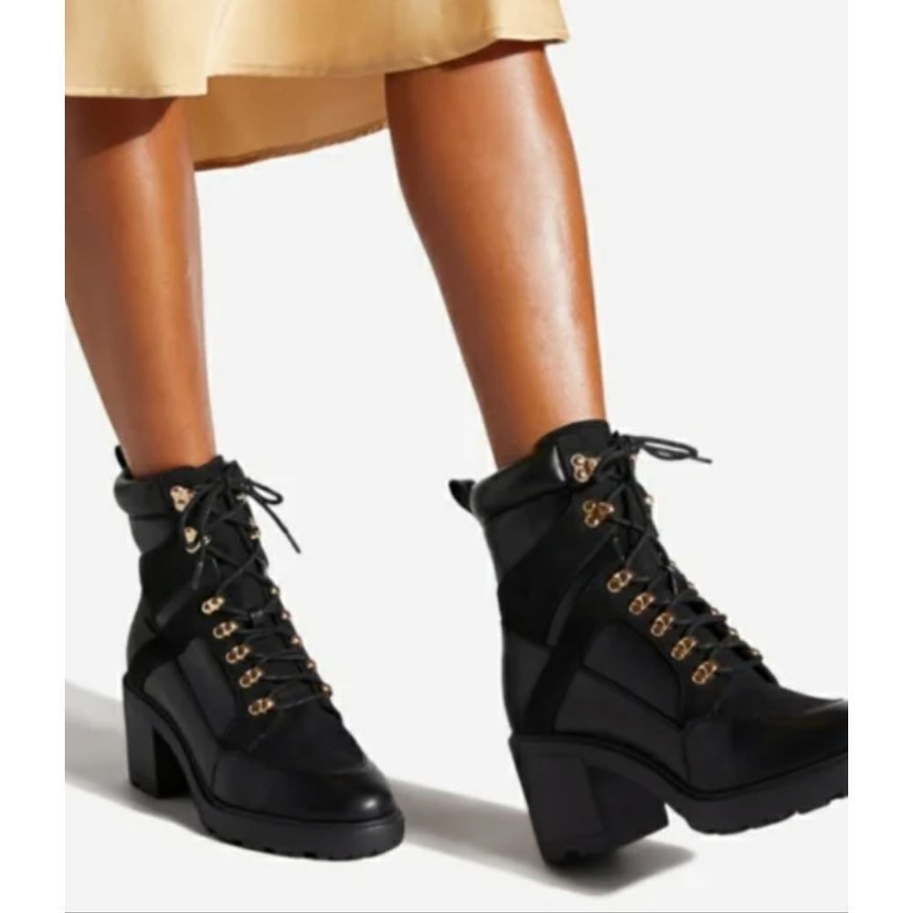 NEW. Shoe Dazzle EDDE Black Lace-Up Boots